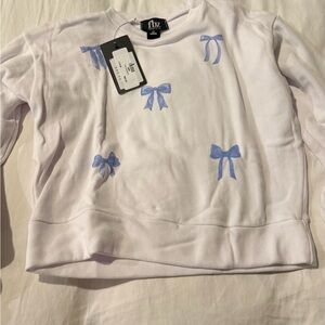 FTP Kids White Sweatshirt with Blue Bow Details